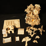 Wooden Tree House Model Kit with Lights