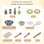 Gray Wooden Play Kitchen with 13 Accessories
