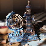 3D Wooden Puzzle Globe Music Box Kit – DIY Laser-Cut Desk Decor Gift