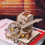 3D Wooden Puzzle Guitar & Amp Music Box Kit - DIY Wind-Up Desk Decor