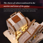 3D Wooden Puzzle Guitar & Amp Music Box Kit - DIY Wind-Up Desk Decor