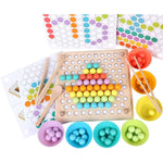 Wooden Pegboard Color Sorting and Pattern Set