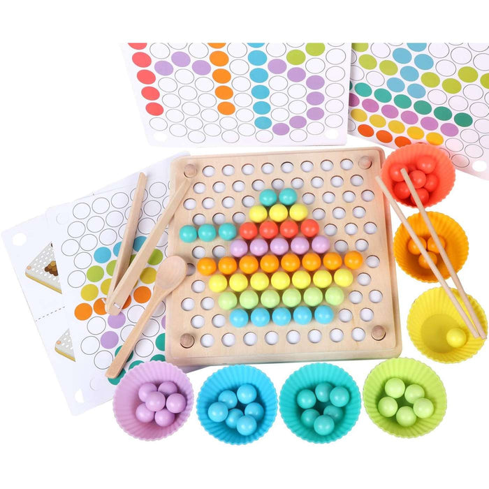 Wooden Pegboard Color Sorting and Pattern Set