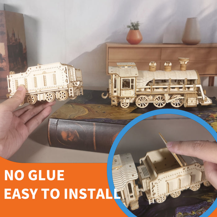 Wooden Mechanical Train Construction Kit
