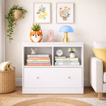 White Toy Storage Cabinet with Large Drawer