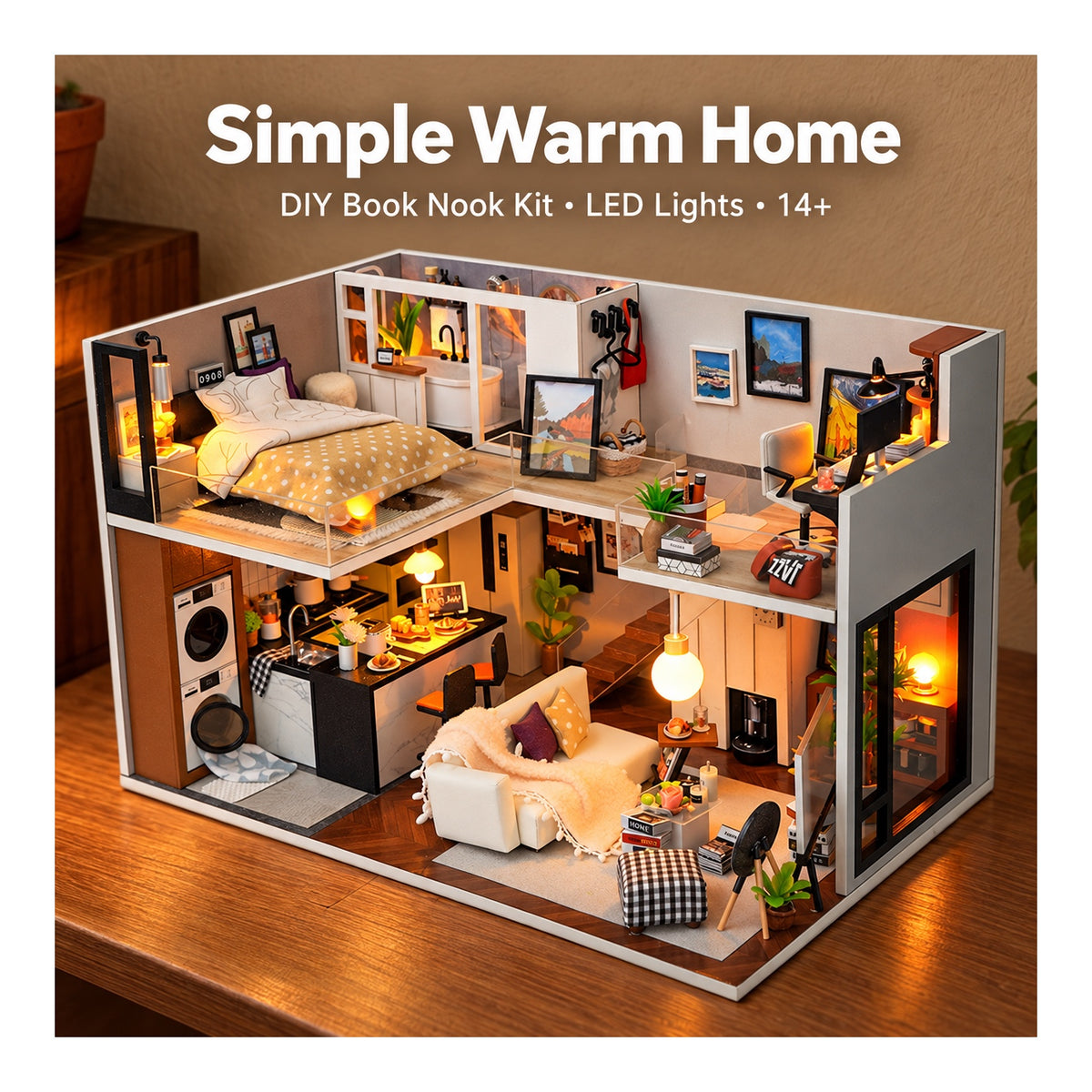 DIY Book Nook Kit – Simple Warm Home | Cozy Japanese Loft Room Kit