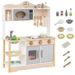 Gray Wooden Play Kitchen with 13 Accessories