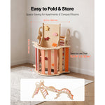 Natural Wooden Climbing Set with Arch, Ramp and Cars