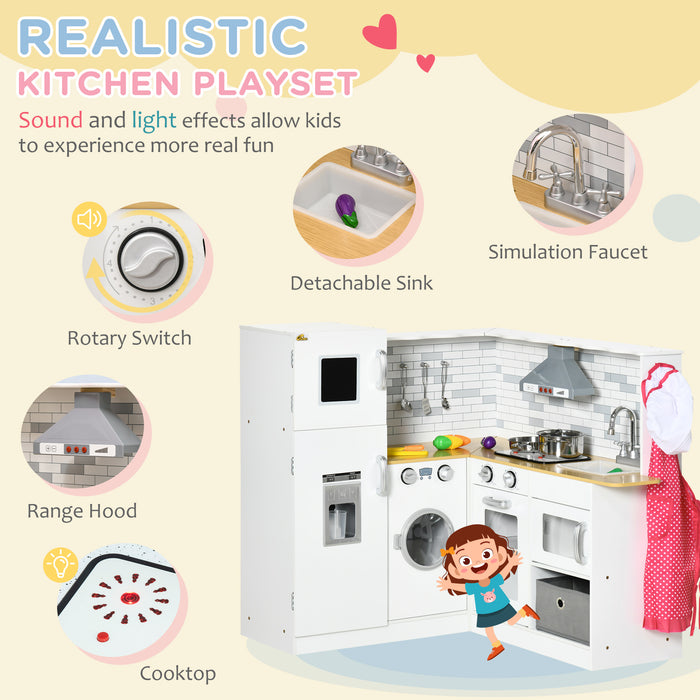 Corner Play Kitchen with Washing Machine and Ice Maker