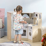 Large Corner Wooden Kitchen Playset with Cooking Accessories