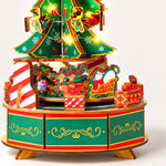 3D Wooden Puzzle Light-Up Christmas Tree Music Box Kit – DIY Rotating Holiday Decor