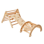 Wooden Triangle Climbing Set with Arch and Ramp
