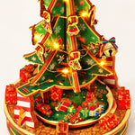 3D Wooden Puzzle Light-Up Christmas Tree Music Box Kit – DIY Rotating Holiday Decor