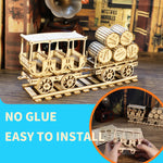 Wooden Barrel Wagon Construction Model Kit