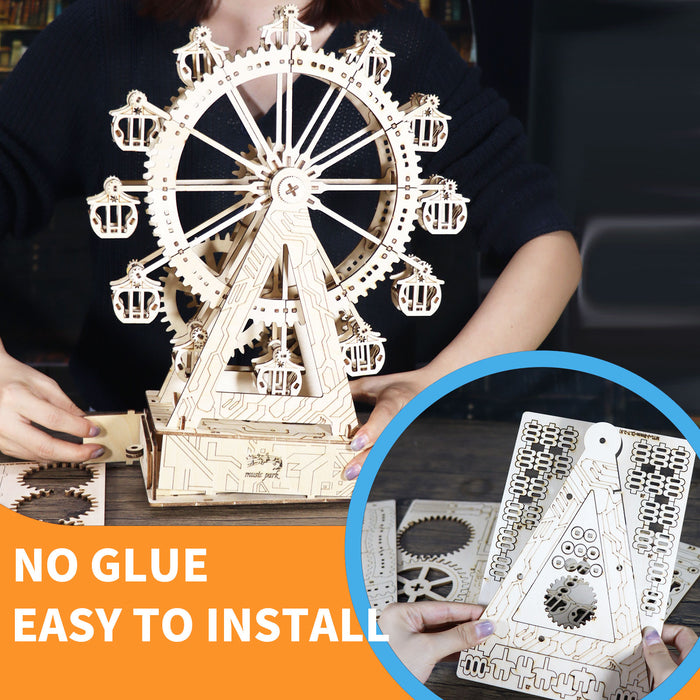 Wooden Ferris Wheel Music Box Model Kit