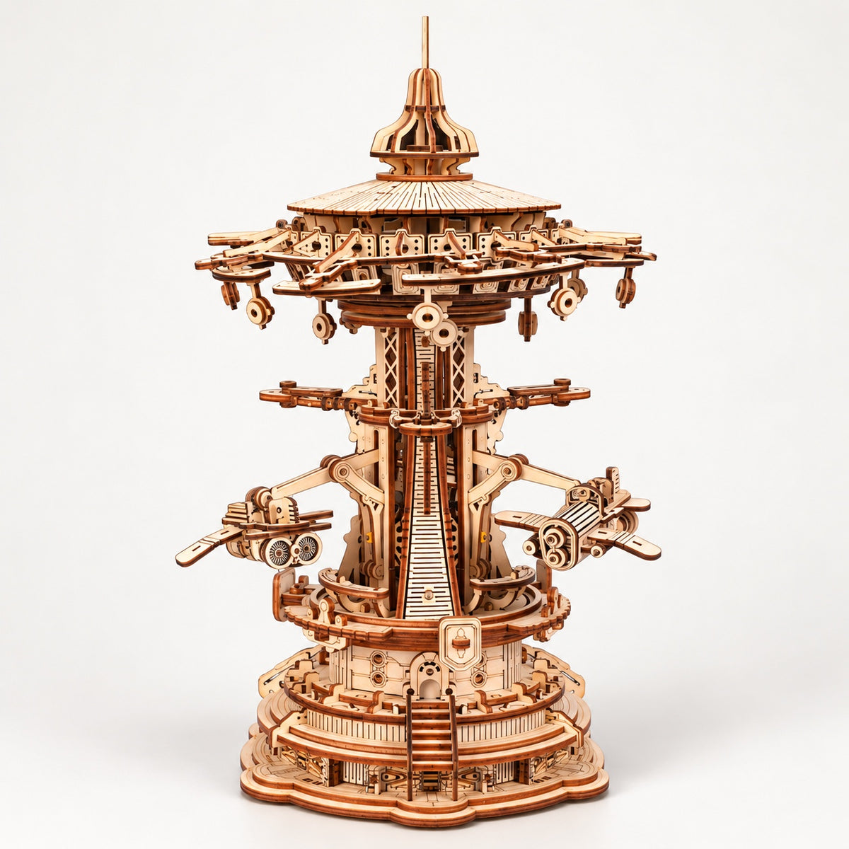 3D Wooden Puzzle Floating Sky City Music Box - DIY Wind-Up Desk Decor