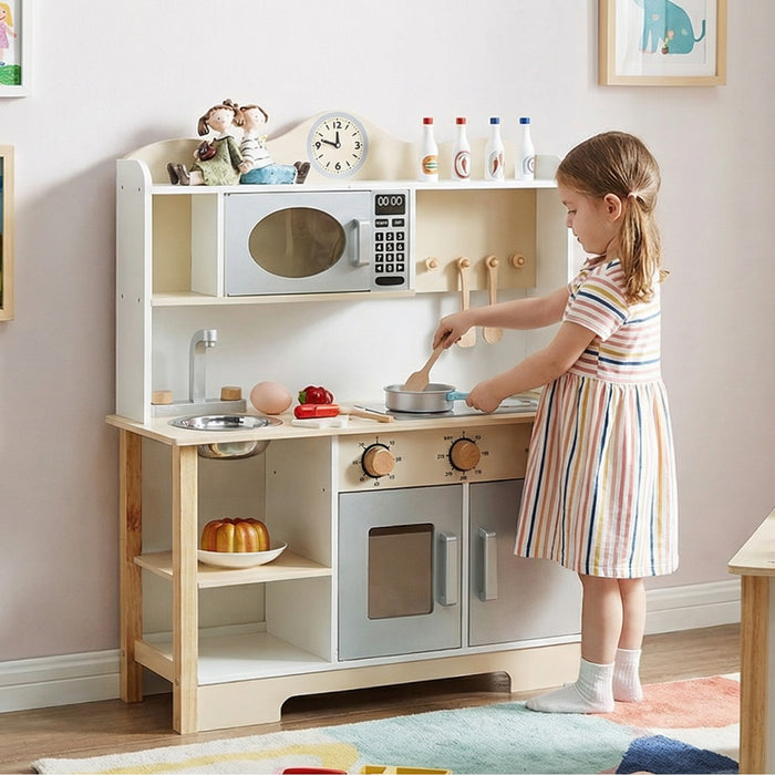 Wooden Play Kitchen with Oven and Sink