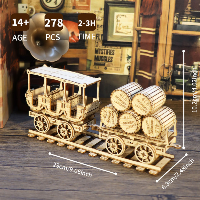 Wooden Barrel Wagon Construction Model Kit