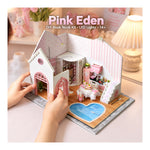 DIY Book Nook Kit – Pink Eden | Romantic Pink Miniature Garden House