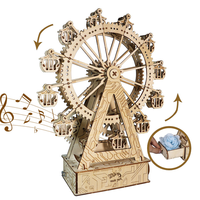 Wooden Ferris Wheel Music Box Model Kit