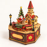 3D Wooden Puzzle Christmas Village Music Box - DIY Santa Sleigh Diorama