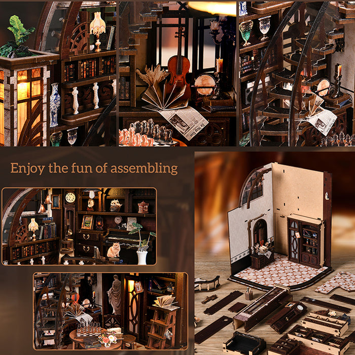 Library Study Miniature Book Nook Kit with Lights
