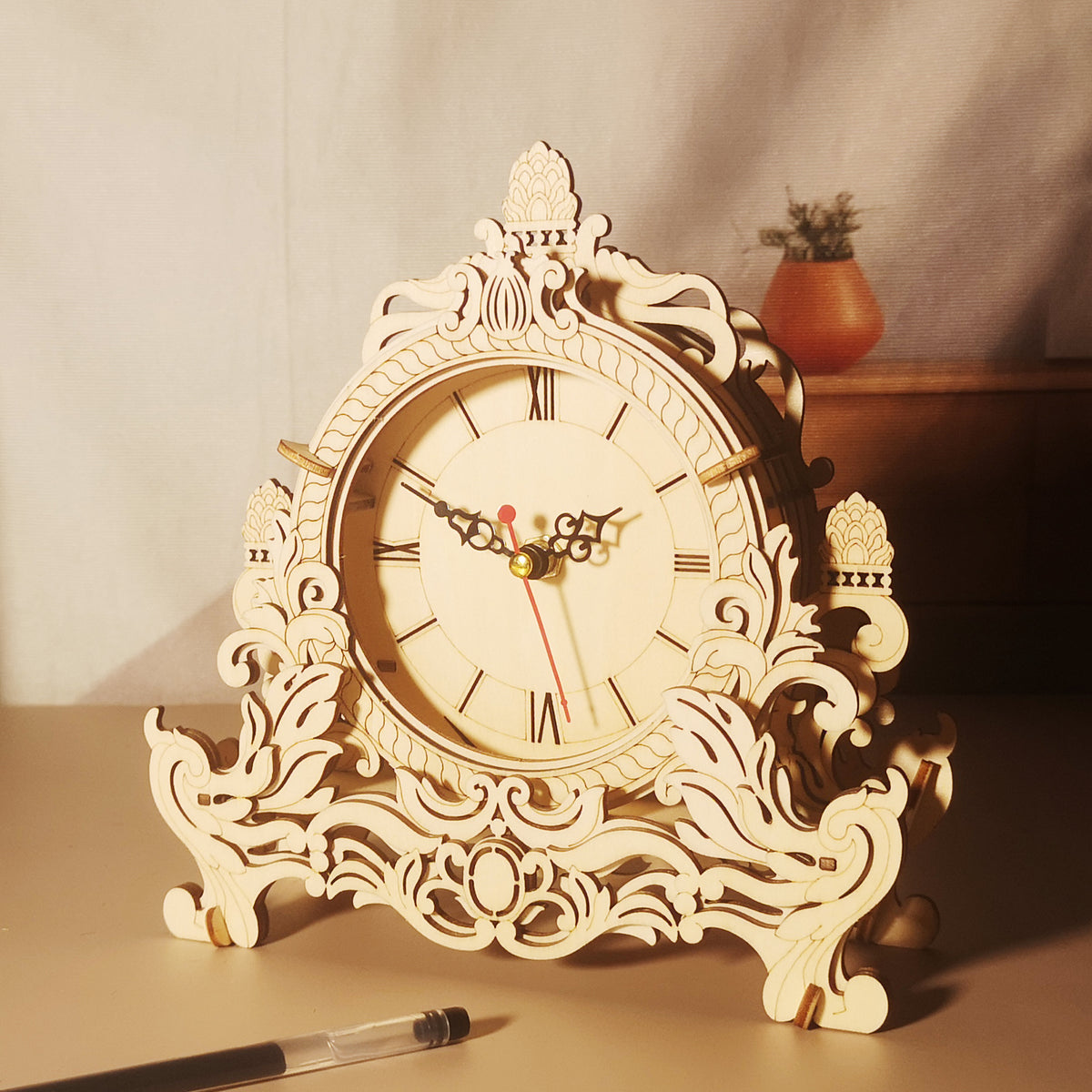 Decorative Wooden Desktop Clock Model Kit