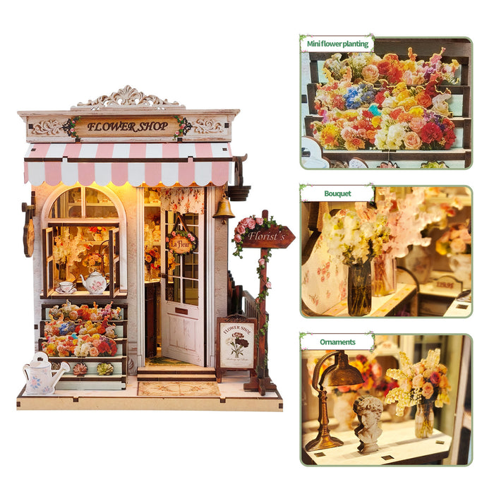 Florist Shop Miniature Book Nook Kit with Lights