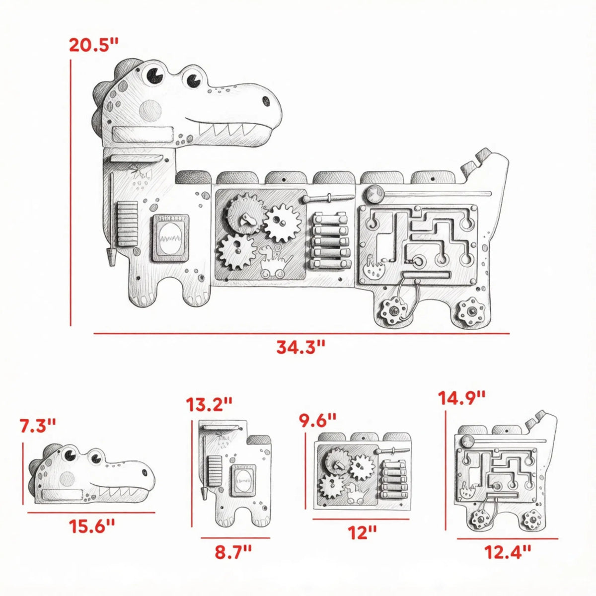 Green Dinosaur Wall-Mounted Activity Board