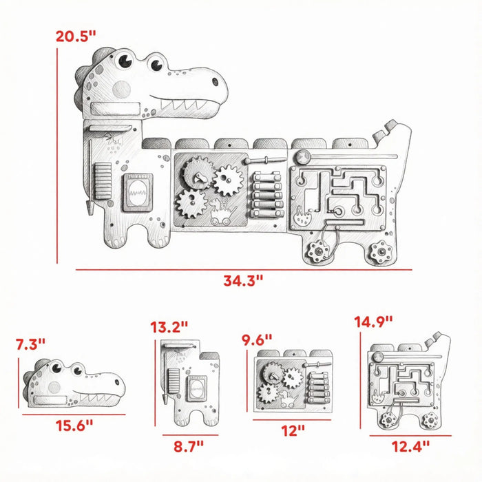 Green Dinosaur Wall-Mounted Activity Board
