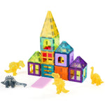56-Piece Magnetic Tile Set with Dinosaur Figures