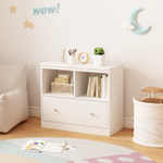 White Toy Storage Cabinet with Large Drawer