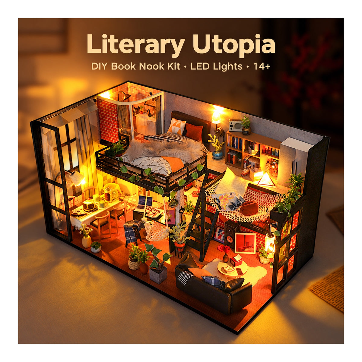 DIY Book Nook Kit – Literary Utopia | LED Wooden Study Room Kit