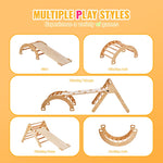 Wooden Triangle Climbing Set with Arch and Ramp