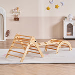 Wooden Triangle Climbing Set with Arch and Ramp