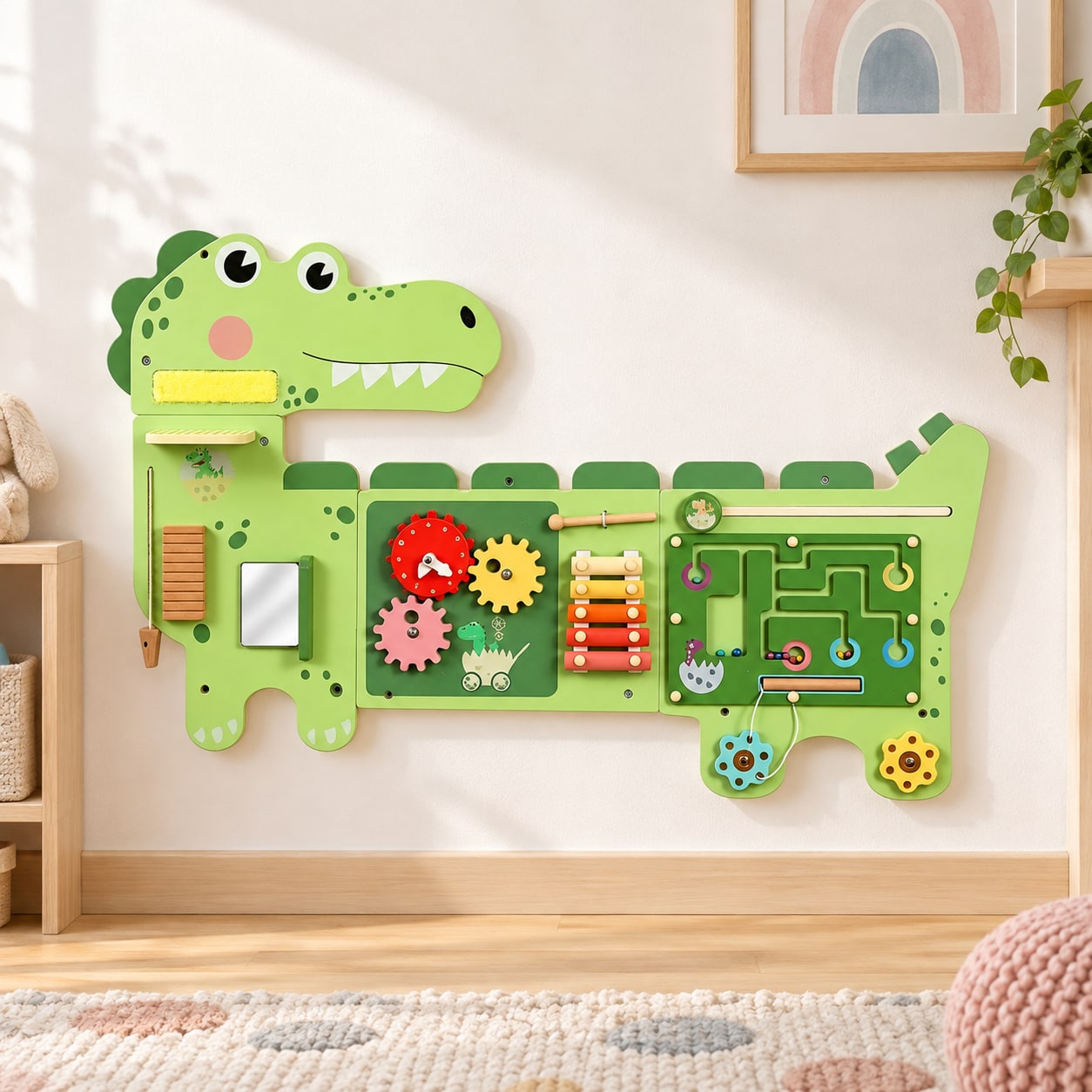 Dinosaur wall-mounted activity board